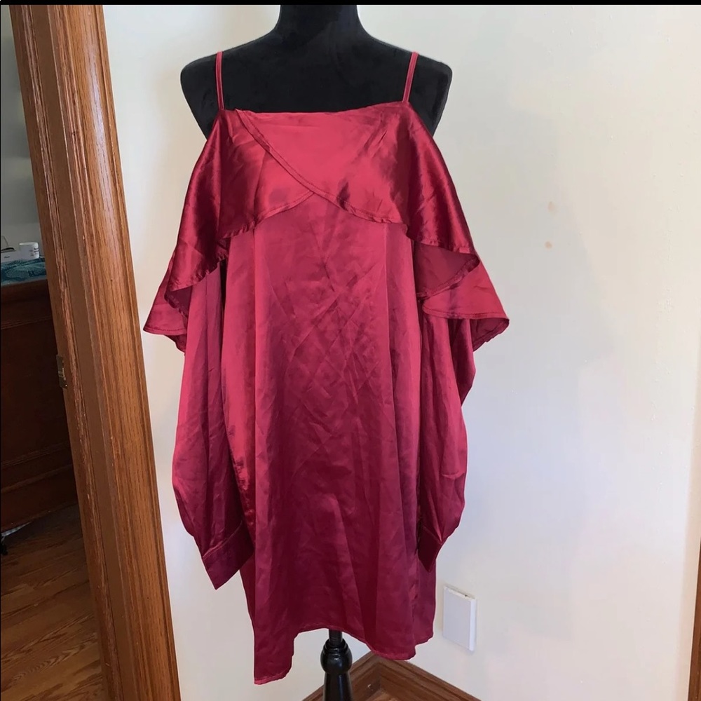 (SOLD) Ruffled Cold Shoulder Dress - Picture 1 of 5